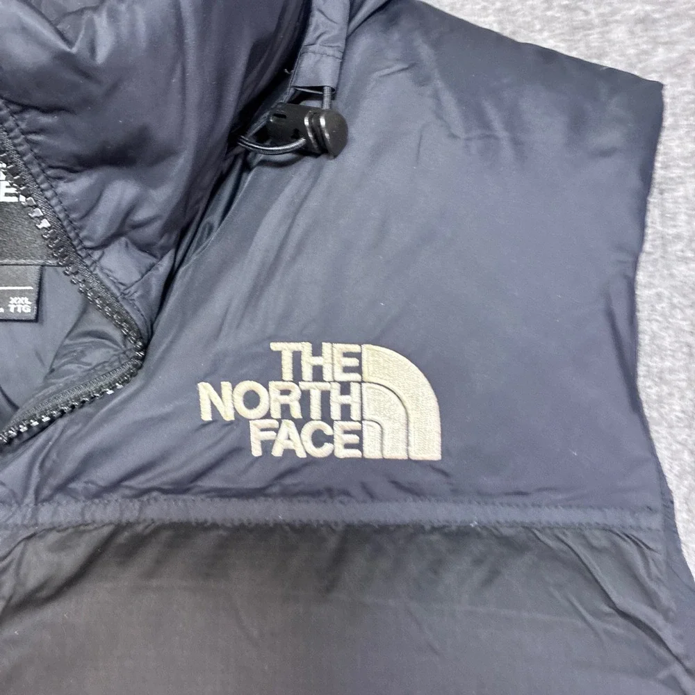 VTG The‎ North Face Nuptse 700 Puffer Vest Mens XXL Black Hooded Down Insulated